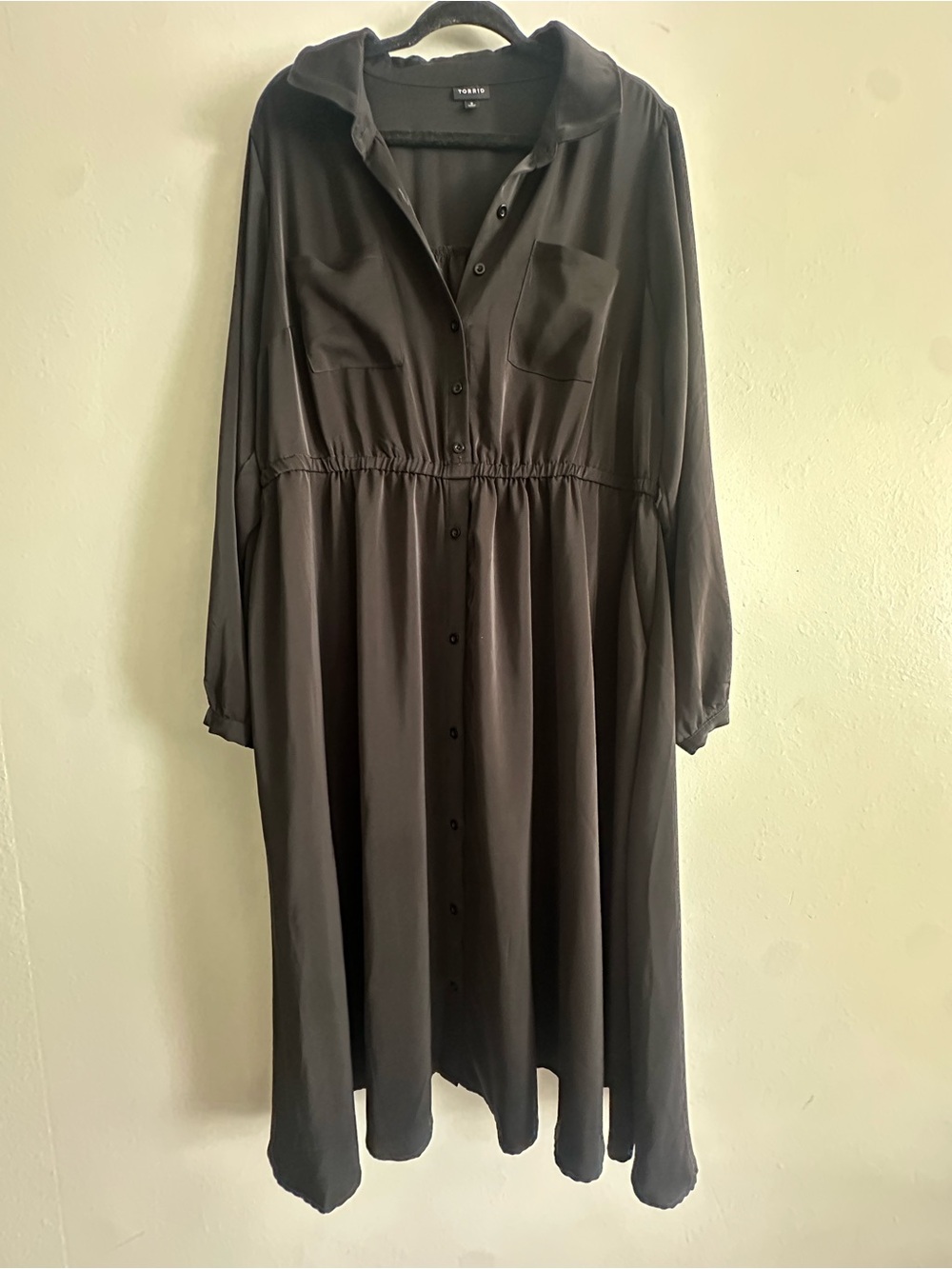 torrid Black Long Sleeve Button-Front Dress